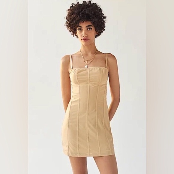 Urban Outfitters MESH CORSET BARI TAN DRESS - Picture 2 of 11